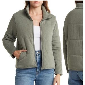 Nordstrom Three Dots Green Casual Athleisure Knit Quilted Jacket Size XS Womens